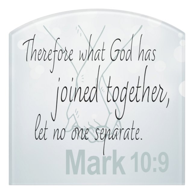 Mark 10:9 Marriage Bible Verse Door Sign (Contour Front)