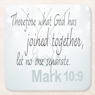 Mark 10:9 Marriage Bible Verse Square Paper Coaster