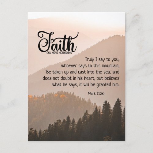 Mark 1123 Faith Can Move Mountains Bible Postcard