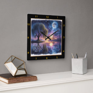 Mark 11:24 Believe Clock: Personalized Spiritual Square Wall Clock