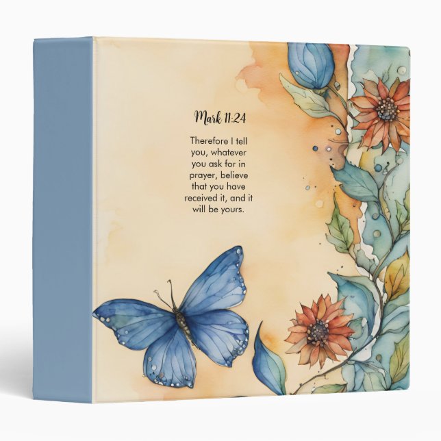 Mark 11:24 Christian Bible Verse Image 3 Ring Binder (Front/Spine)