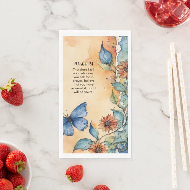 Mark 11:24 Christian Bible Verse Image Paper Guest Towels (Insitu)