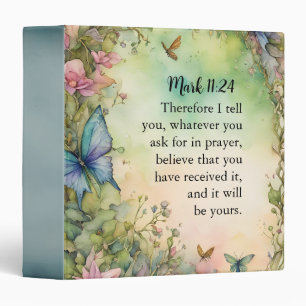 Mark 11:24 Christian Watercolor Image 3 Ring Binder