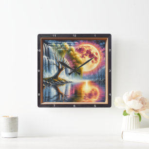 Mark 11:24 Devotional Clock: Customized Scripture  Square Wall Clock