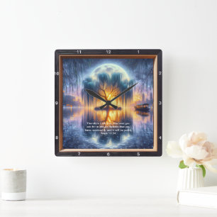 Mark 11:24 Hope Personalized Scripture Display Square Wall Clock