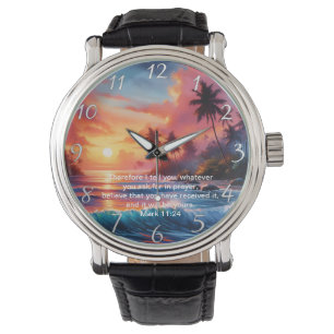 Mark 11:24 Inspiring Cross Sunset Ocean Watch