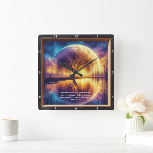 Mark 11:24 Strength: Personalized Scripture Art Square Wall Clock