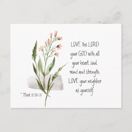 Mark 1230_31 LOVE the LORD your GOD Postcard