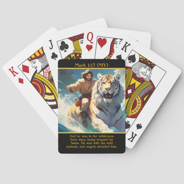 Mark 1:13 (NIV) Forty-Day Wilderness Test AI Art Poker Cards (Back)