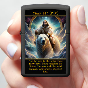 Mark 1:13 (NIV) Polar Bear Journey AI Art Zippo Lighter