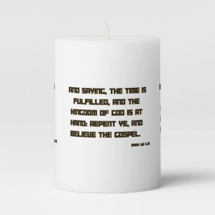 Mark 1:15 KJV Bible Scripture Pillar Candle