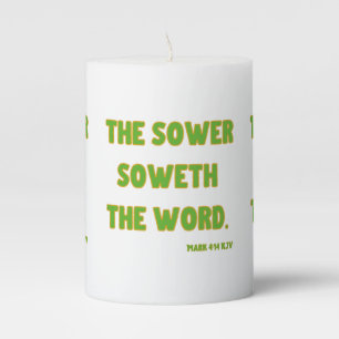 Mark 4:14 KJV Bible Scripture Pillar Candle
