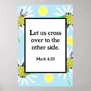 Mark 4:35 Bold Daisies - Pastel Blue Yellow Poster