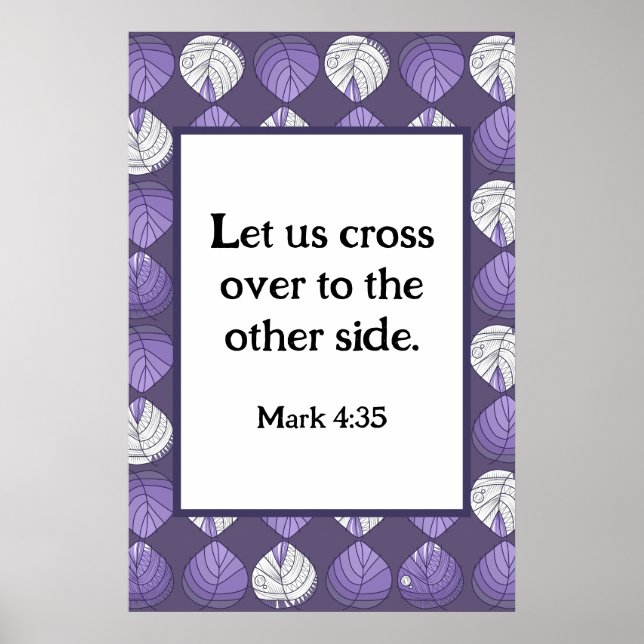 Mark 4:35 Fish Head Leaves Lilac  Poster (Front)