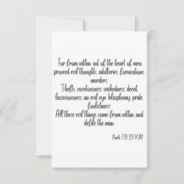 Mark 7:21-23 KJV Bible Scripture Greeting Card (Front)