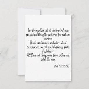 Mark 7:21-23 KJV Bible Scripture Greeting Card