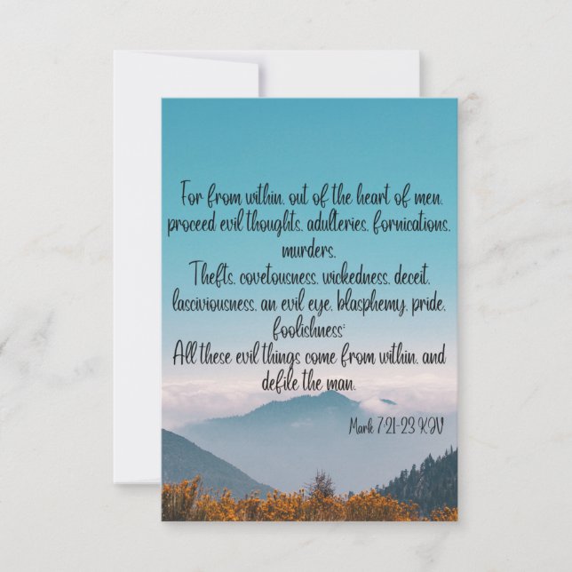 Mark 7:21-23 KJV Bible Scripture Pic Greeting Card (Front)