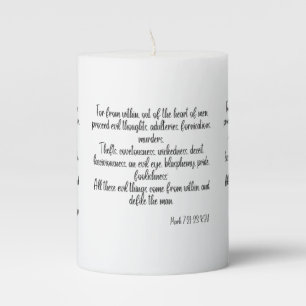 Mark 7:21-23 KJV Bible Scripture Pillar Candle