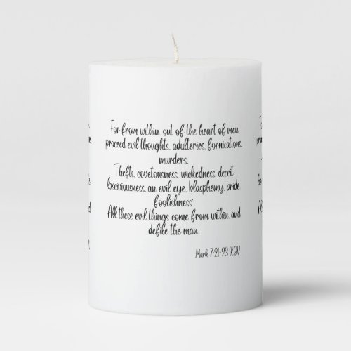 Mark 721_23 KJV Bible Scripture Pillar Candle