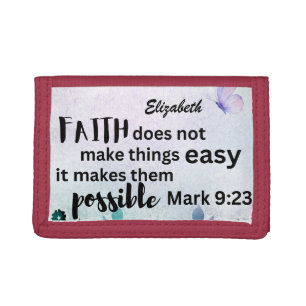 Mark 9:23 Faith Makes Things Possible Custom flora Tri-fold Wallet