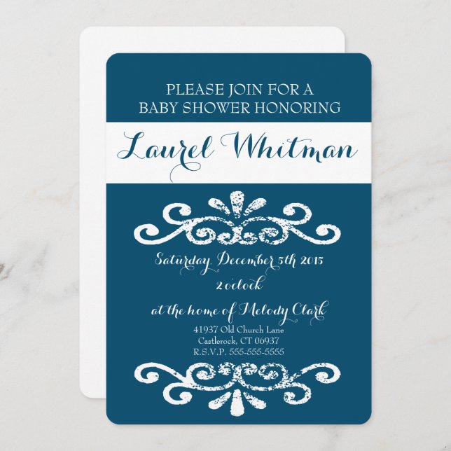 Mark Baby Shower Invitation (Front/Back)