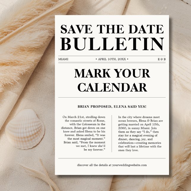 Mark Calendar Classic Bulletin Newspaper Wedding Save The Date (Creator Uploaded)
