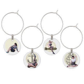 Mark glasses pinup “hot shot " wine charm