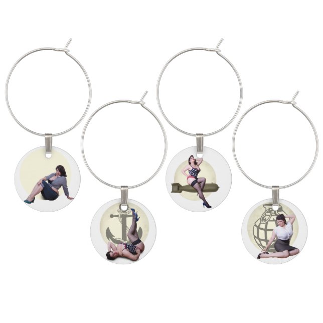 Mark glasses pinup “hot shot " wine charm (Staggered)