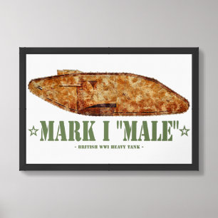 Mark I Male World War One British Heavy Tank WWI Framed Art