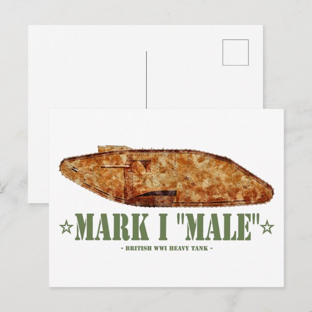 Mark I Male World War One British Heavy Tank WWI Postcard (Front/Back)