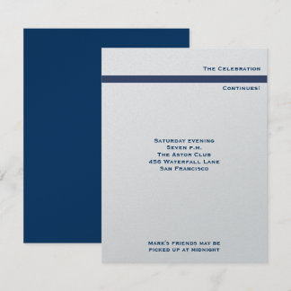 Mark Metallic Navy Bar Mitzvah Reception Invitation