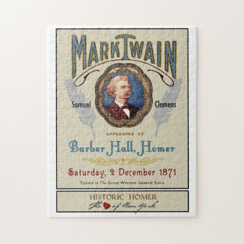 Mark Twain at Barber Hall 1871 Poster Puzzle