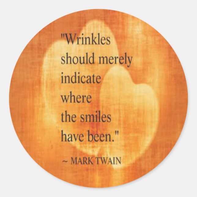Mark Twain Birthday Quote With Hearts Classic Round Sticker (Front)