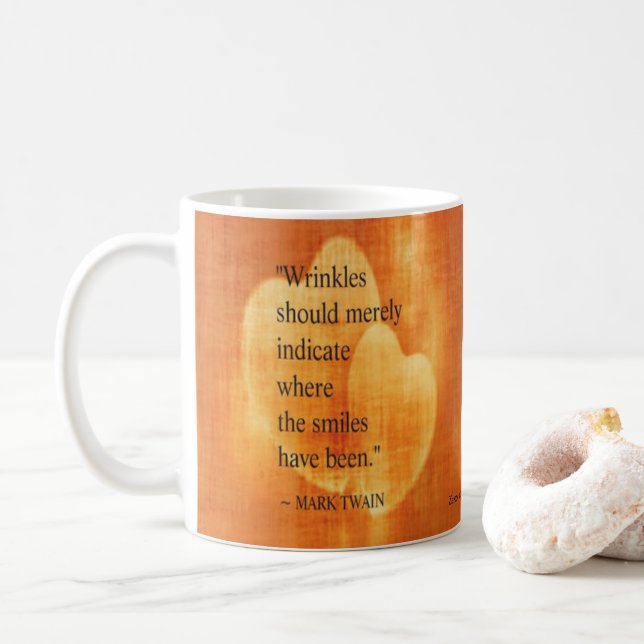 Mark Twain Birthday Quote With Hearts Coffee Mug (With Donut)
