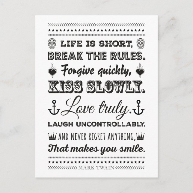 Mark Twain - Break the Rules Postcard (Front)
