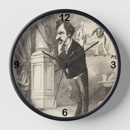 Mark Twain Caricature in 1874 Newspaper Clock