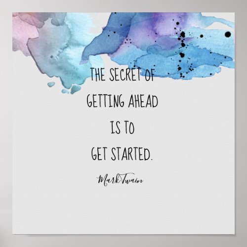 Mark Twain literary quote  poster watercolor