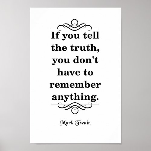 Mark Twain Quote Tell The Truth Poster