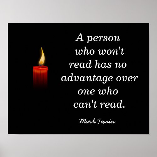 Mark Twain Reading quote _ Print