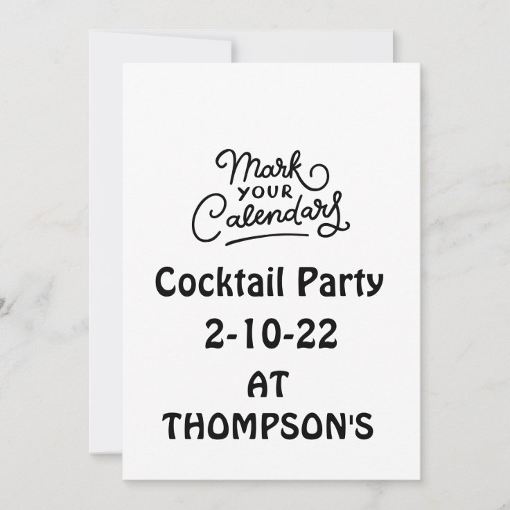 Mark your Calendar Cocktail party Invitation Zazzle