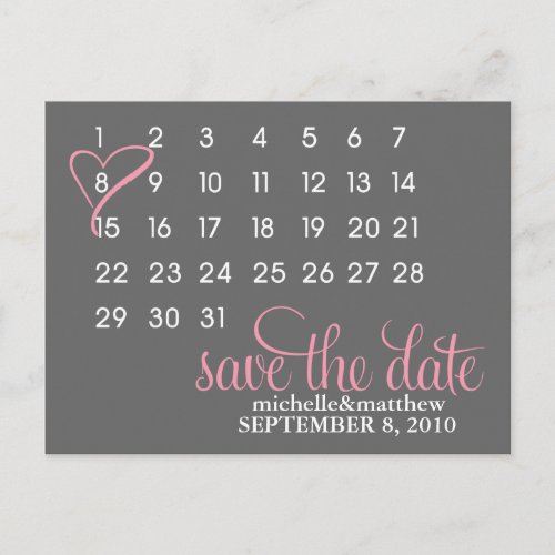 Mark Your Calendar Wedding Save The Date Announcement Postcard