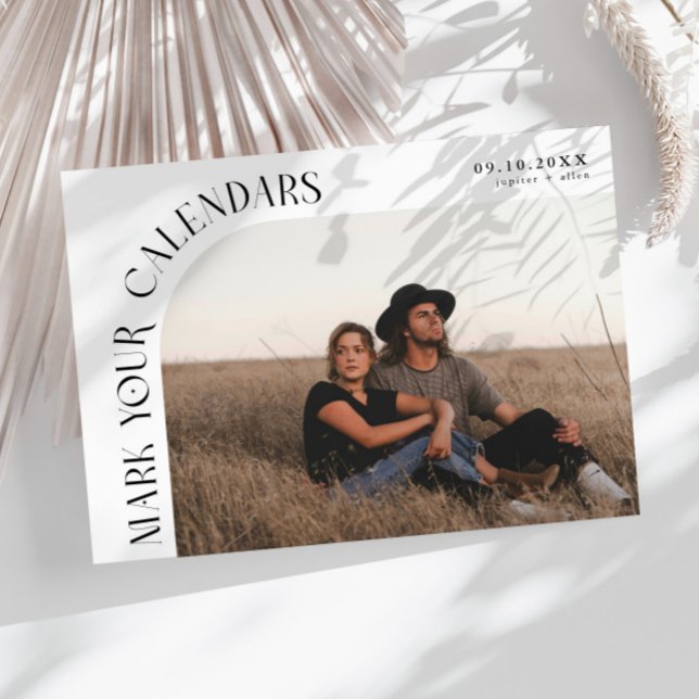 Mark Your Calendars White Curved Frame Photo Save The Date (Creator Uploaded)