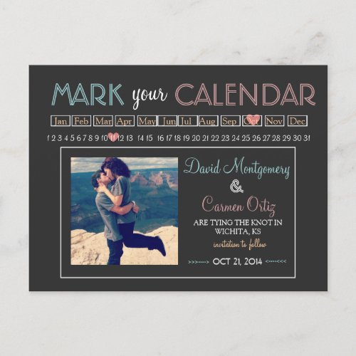 Mark your Calender Save the Date Announcement Postcard