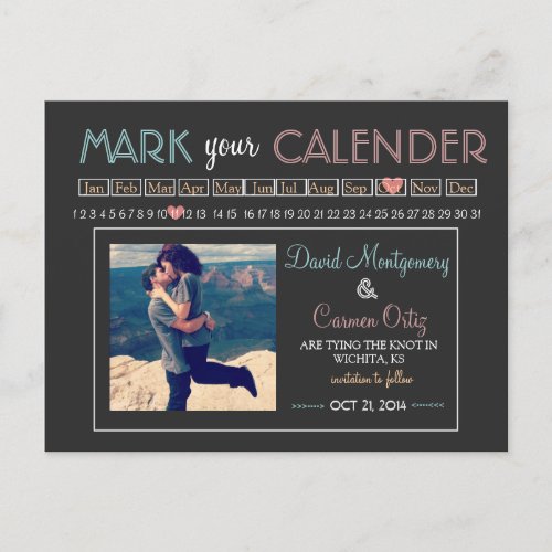 Mark your Calender Save the Date Announcement Postcard