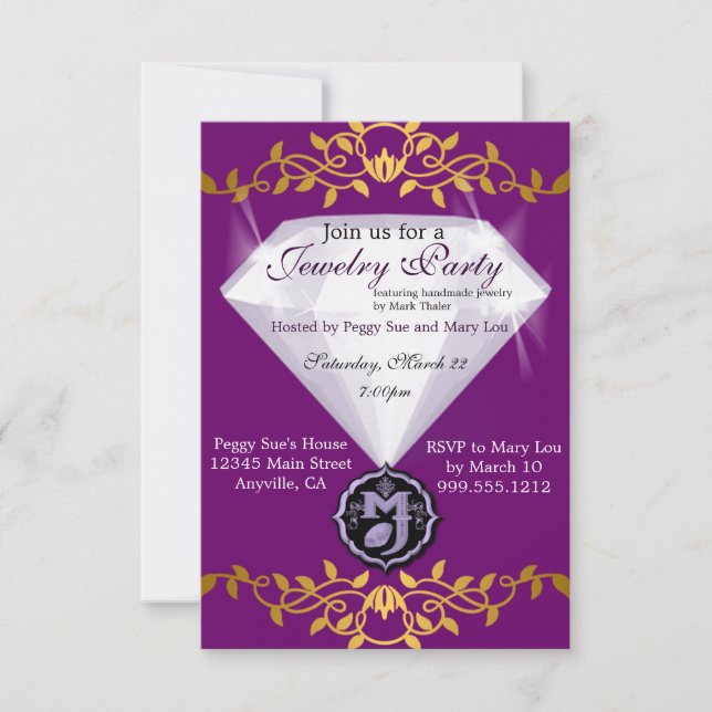 Markalino Jewelry Party Custom Invitations (Front)