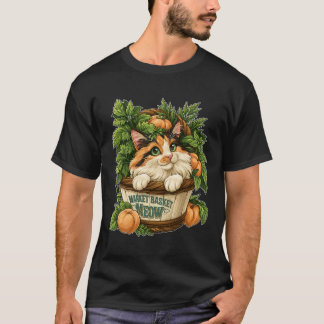 Market Basket Meow Cute Cat with Fresh Vegetables T-Shirt