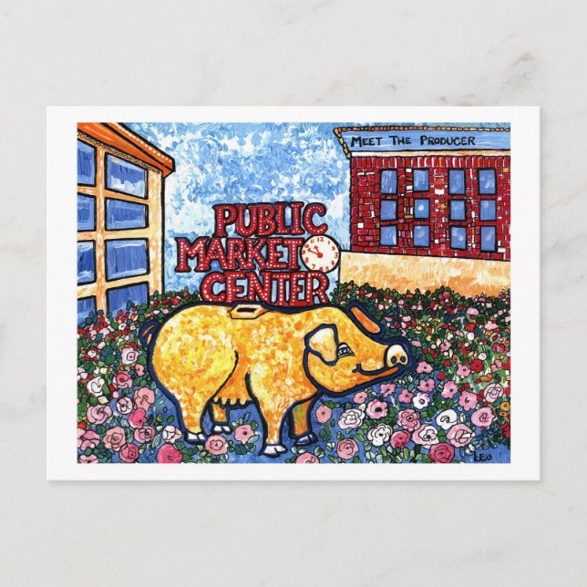 Market Center Pig Postcard (Front)