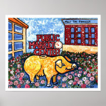 Market Center Pig Poster
