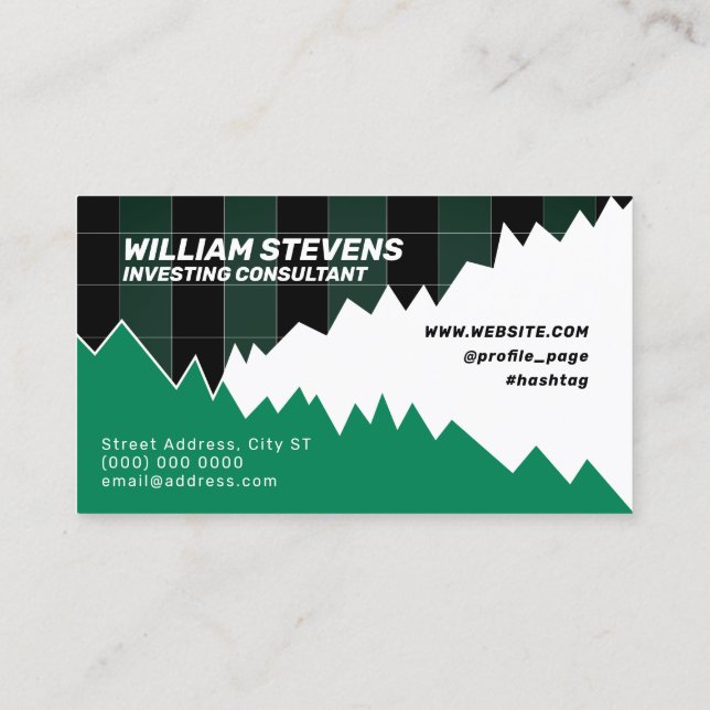 Market chart inspired buy and sell  business card (Back)