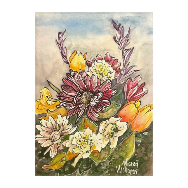 Market Flowers Print Acrylic Print (Front)